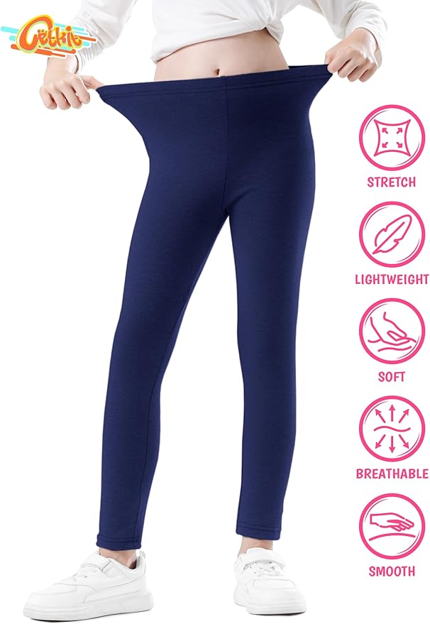 Girls Leggings Cotton Leggings for Toddler Footless Girls Pants Stretchy Baby Girl's Pants Infant Basic Leggings Size 6M -14Y