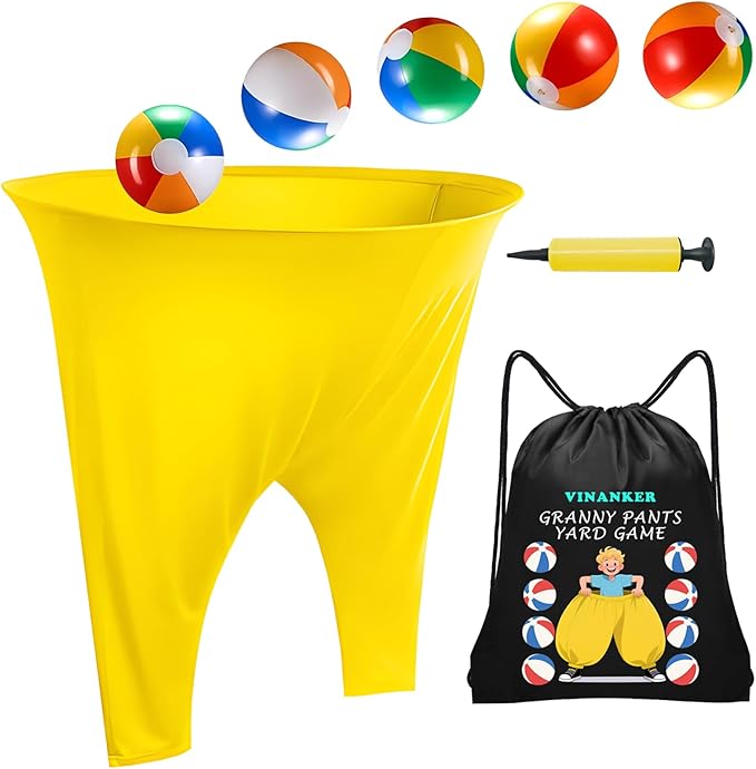 Granny Pants Yard Game – Hilarious Giant Stretchy Pant with Inflatable Ball Relay Set for Families, Adults, and Backyard Parties