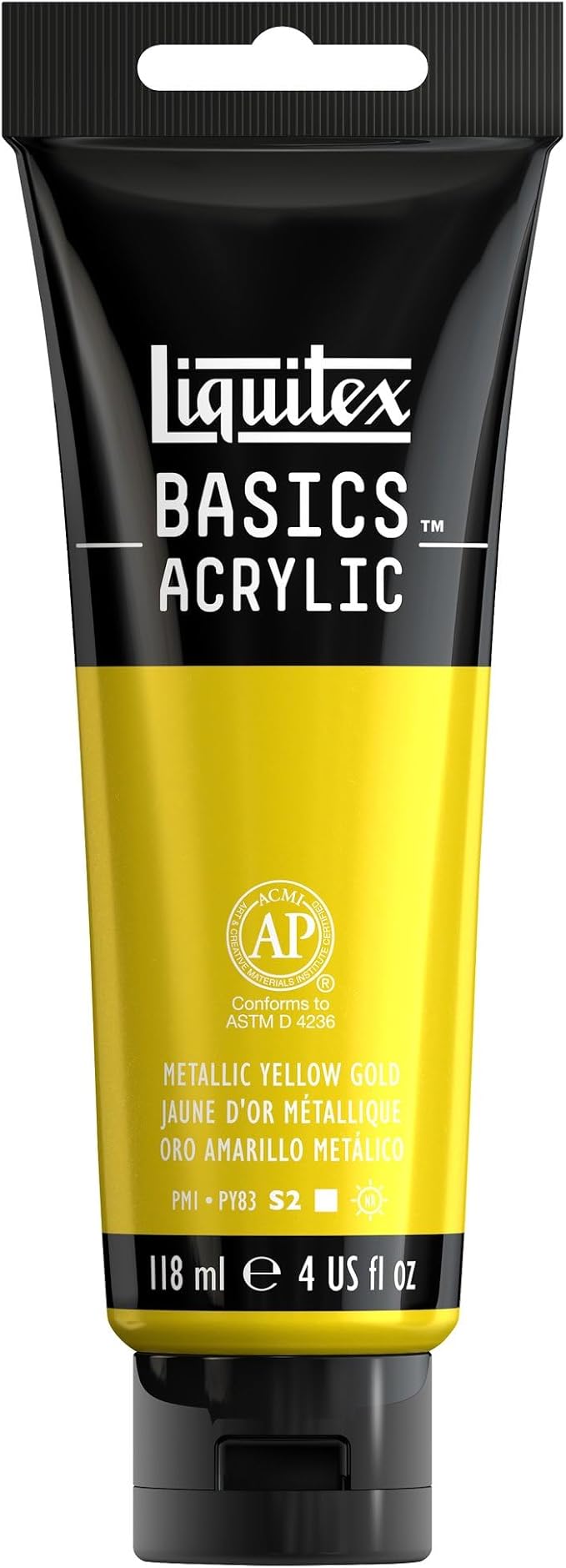 Liquitex BASICS Acrylic Paint, 118ml (4-oz) Tube, Metallic Yellow Gold