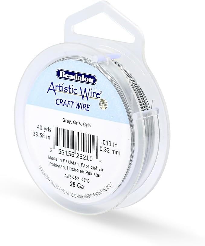 Artistic Wire, 28 Gauge Tarnish Resistant Colored Copper Craft Wire, Grey, 40 yd
