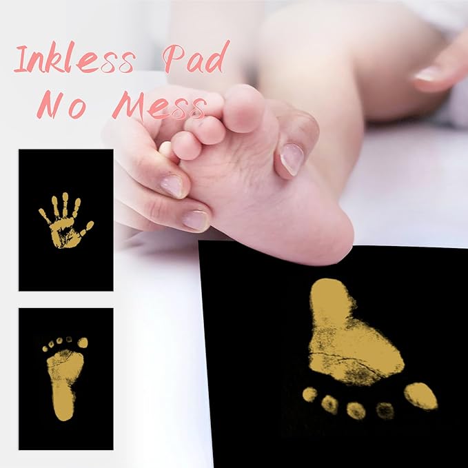 4-Pack Baby Footprint Kits,Inkless Hand and Footprint Kit,Clean Touch Baby Handprints and Footprints Kits,No Mess Ink Pad for Baby Hand and Footprints,Baby Shower Gifts for New Moms