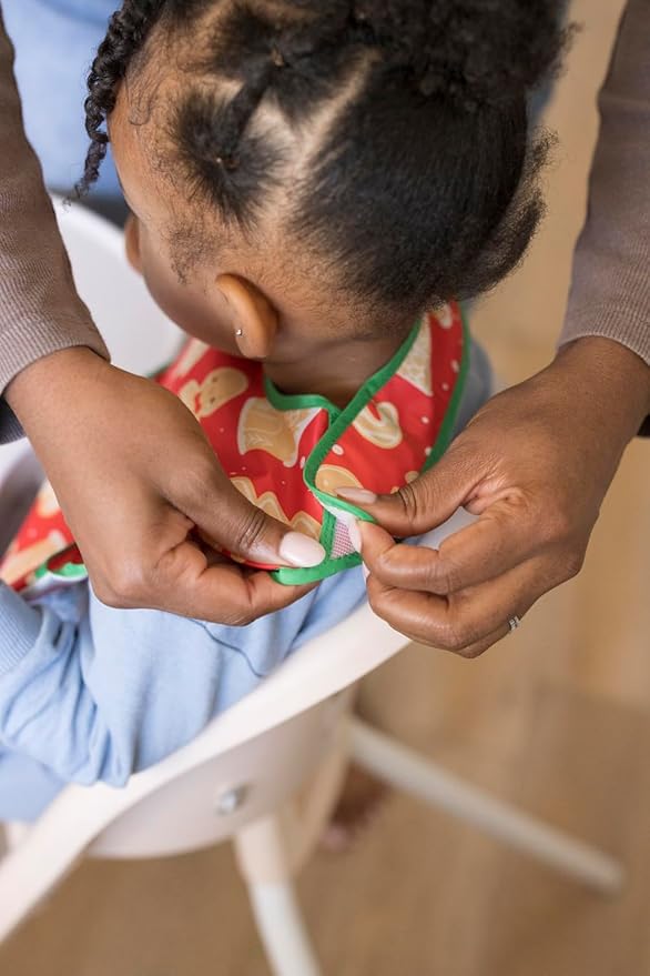 Tiny Twinkle Mess-Proof Baby Bib - Waterproof Bib for Baby Girl or Boy- Machine Washable - Adjustable Closure - PVC, BPA, & Phthalate Free - Great for Travel - Baby Food Bibs (3 Pack,Christmas)