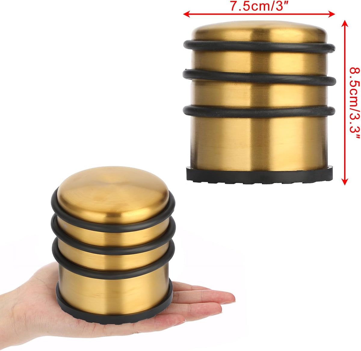 Sumnacon Heavy Duty Floor Door Stopper No Drill - Durability Stainless Steel Door Stop with Anti-Skid Rubber - Contemporary Safety Doorstop for Home Office Commercial Industrial,Gold