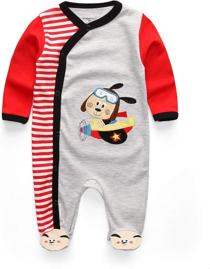 Kiddiezoom Baby and Toddler Boys'Snug Fit Footed One-Piece Romper Jumpsuit Cotton Cotton Footed Outfit