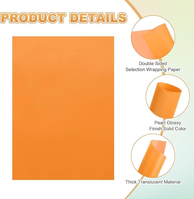 MECCANIXITY 100 Sheet Colored Vellum Paper 5.9" x 8.3", 100gsm Translucent Printable Vellum Sheets for Printing Wedding Invitations Inkjet Laser Printer, Orange