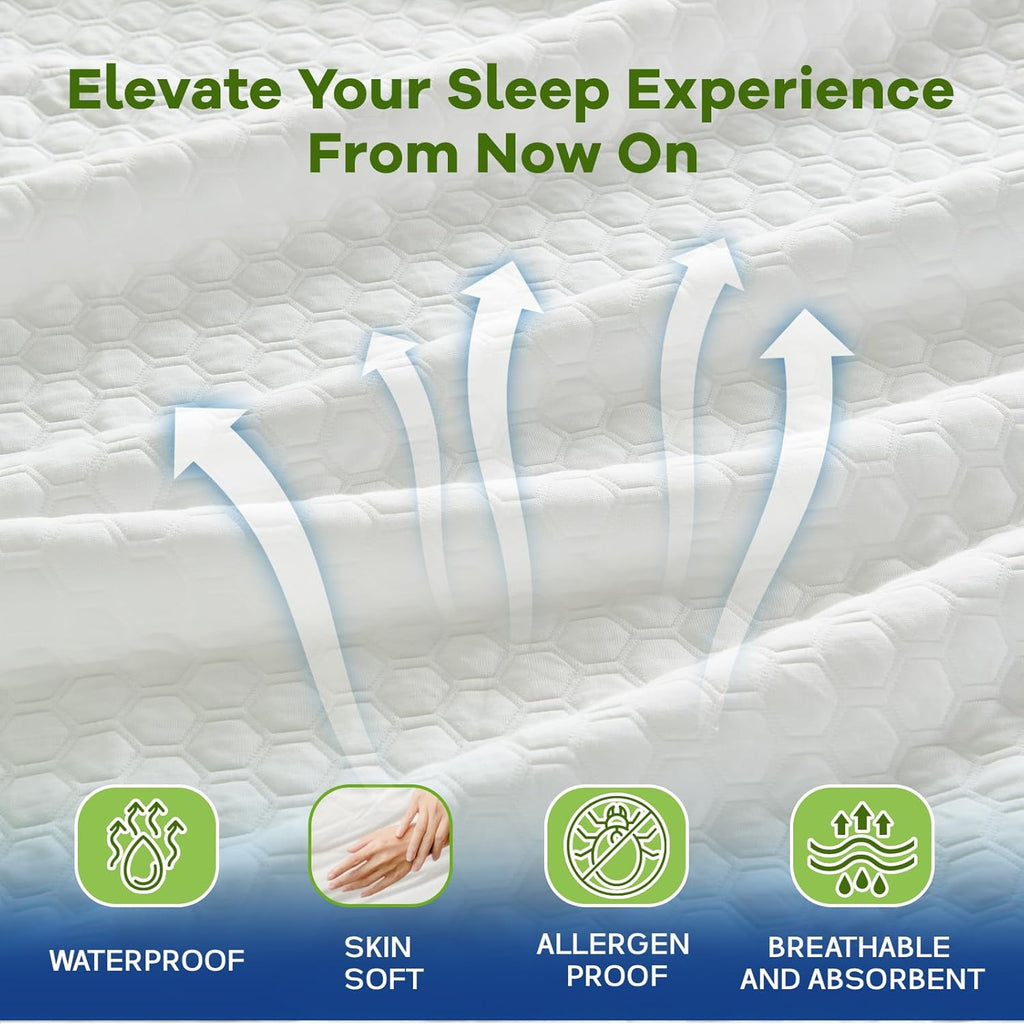 Luxury Queen Size Tencel Waterproof Mattress Protector Deep Pocket - Premium Cooling Bed Cover Pad - Hypoallergenic & Allergy-Friendly - Oeko-Tex Certified - Ultra Soft & Breathable