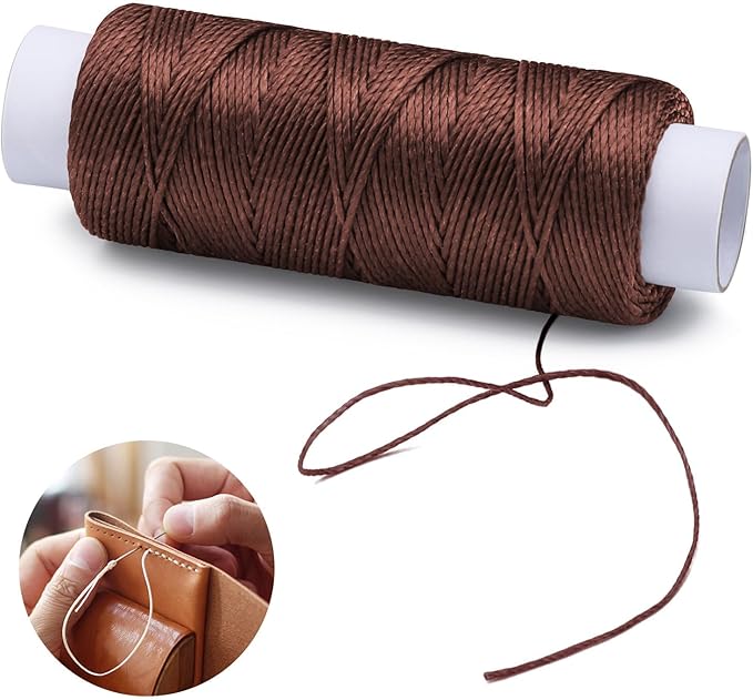 0.8 mm 54 Yards Waxed Thread for Sewing, Leather Thread for Sewing for Stitching, Bookbinding, Bracelet, Braiding (Dark Khaki)