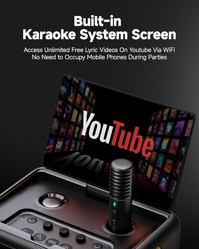 Smart Karaoke Machine for Adults - with Lyrics Display, 64GB Karaoke Tablet, 2 Wireless Mics, Professional Karaoke System, 300W Peak Power, 4 DJ Lights, Karaoke Speaker for Any Occasion