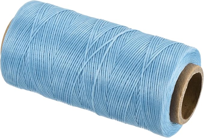 MECCANIXITY Waxed Thread,197 Yard 1mm 210D Flat Wax Thread Polyester Waxed String for Leather Sewing Hand Weaving Book Binding Home Decoration,Light Blue