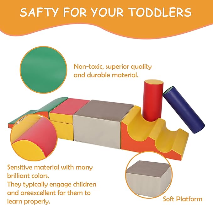 Toddler Foam Climbing Set Indoor - Kids Climb & Crawl Soft Activity Playset - Toddler Climber Gymnastics Equipment for Walking in Balance