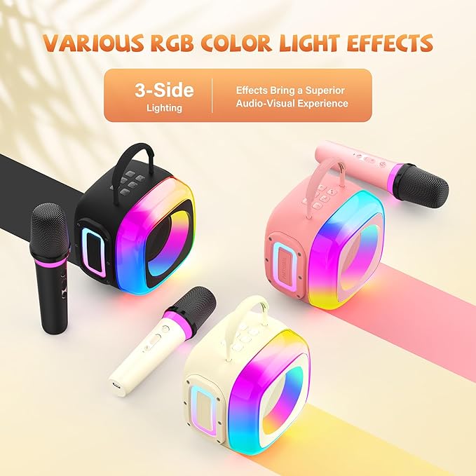 Mini Karaoke Machine for Kids Adults: Portable Karaoke Machine with 2 Wireless Mics for Home Party - Singing Karaoke Speaker Toy Gift for Girls Boys Ages 4 5 6 7 8 9 10 11 12+ Years Old Birthday