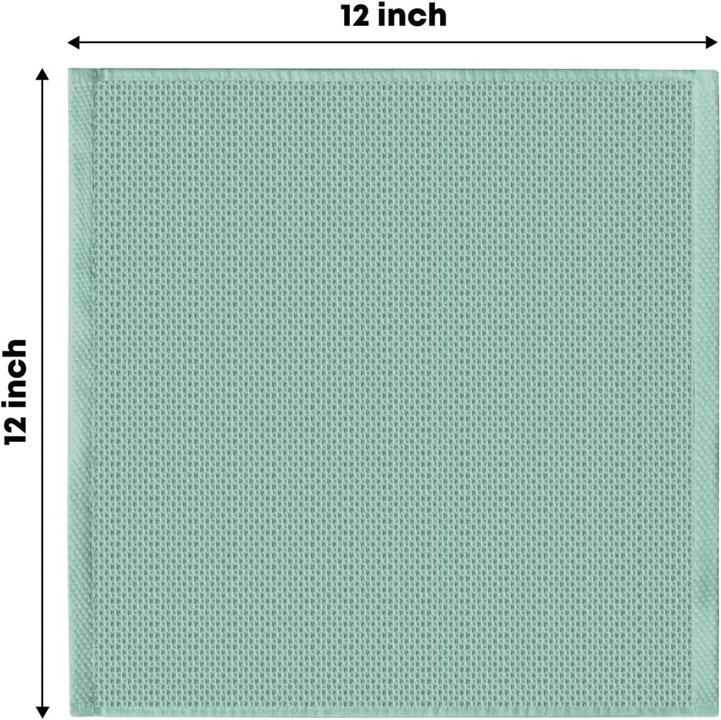 Artoid Mode 100% Cotton Light Green Waffle Weave Kitchen Dish Cloths, 12x12 Inch Ultra Soft Absorbent Quick Drying Kitchen Dish Towels Set of 6