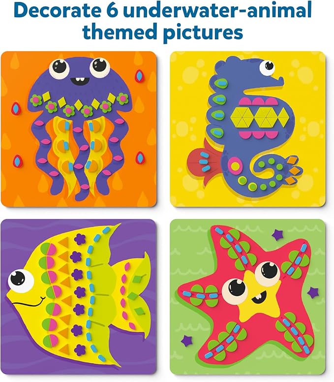 Skillmatics Foam Sticker Art Activity - Under The Ocean, Mess-Free Fun for Kids, 800+ 3D Foam Stickers, DIY Felt Craft Kits, Gifts for Girls & Boys Ages 3, 4, 5, 6, 7
