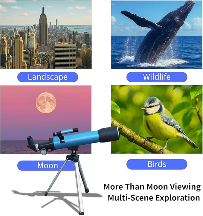 Telescope for Kids 50mm 100x Magnification Beginner Telescopio with Tripod, 2 Eyepieces & Finder Scope, STEM Educational Gift for Boys & Girls Ages 6-12, Portable Kids Telescope for Astronomy