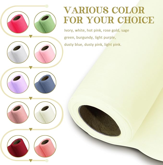 Horbaunal Ivory Chiffon Fabric by The Yard, 1 Yard Continuous Sheer Fabric 59" Wide Soft Draping Fabric for Wedding Arch Draping Party Backdrop DIY Sewing
