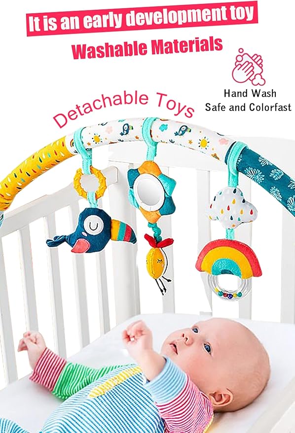 Pau1Hami1ton Baby Stroller Arch Toys, Car Seat Toys,Bouncer Toy Bar/Mobile for Bassinet,Adjustable Baby Hanging Toys Fit for Crib Bed,Stroller,Car Seat.S-19(Bee)