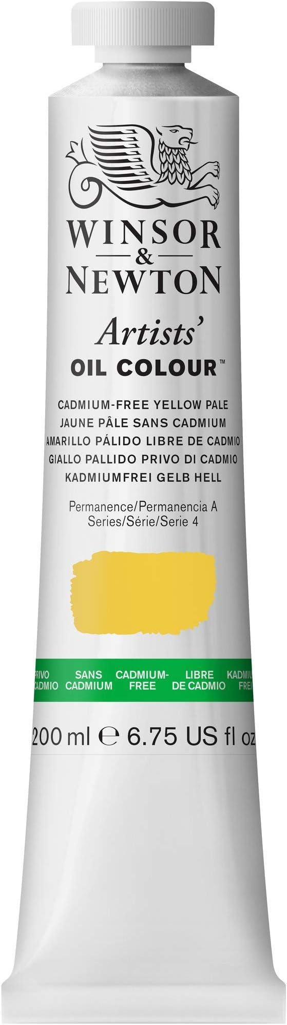 Winsor & Newton Artists' Oil Color, 200ml (6.75 oz) Tube, Cadmium-Free Yellow Pale
