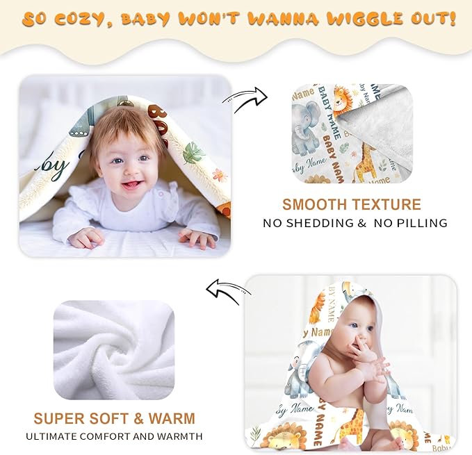 Ship Next Day, Personalized Baby Blanket – Printed in USA, Custom Baby Blanket for Boys & Girls, Baby Blanket with Name, Baby Shower, Easter, Christmas, Birthday Newborn & Toddler Gifts, Baby Gifts