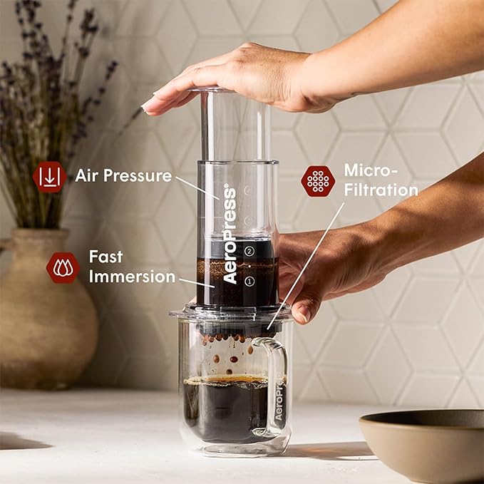 AeroPress Coffee Maker White Paper Micro-Filters, Compostable Coffee Filters Made From White, Chlorine-Free Paper, Fits Standard Size AeroPress Manual Coffee Makers, 2 Pack (700 Count)