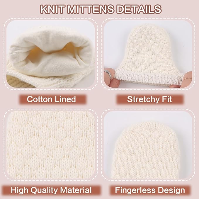 Baby Knit Mittens Toddler Boys Girls Gloves Winter Infant Newborn No Scratch Mitten 0-3 Years