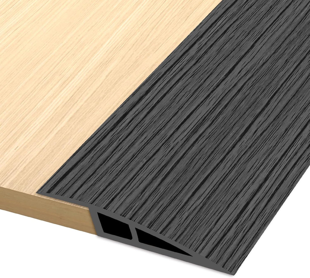 Vinyl Door Threshold Flooring Transition Strip Self Adhesive Carpet Edging Strip for Laminate Doorway Edge Threshold from 2/5" to 3/5" (Dark Gray Wood Grain, 10 Ft)