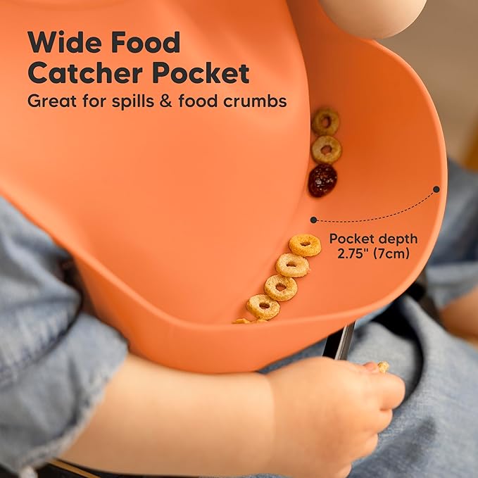 KeaBabies 2-Pack Silicone Baby Bibs for Eating - Sturdy Food-Grade Silicone Bibs for Babies Girl, Boy, Large Food Catcher, Clean & Put On Easily, Waterproof Toddler Feeding Essentials (Amaze)