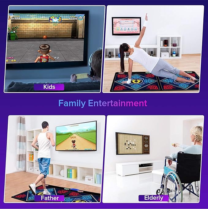 Music Dance Mat for Kids & Adults,Ideal for Fitness Dance Games,64GB Memory Card,899 Games,75 Music Videos,650 Songs.for TV use,Made of Premium Flannel,a Luxurious Gift for Children