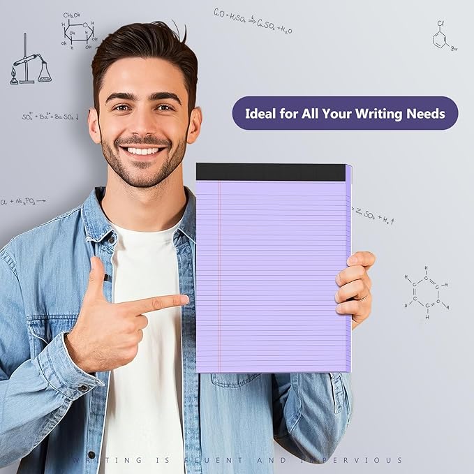 4 Pack Legal Pads 8.5 x 11 College Ruled Colored Note Pads 8.5" x 11" Lined Paper Chipboard-Backed Notepad with Micro-Perforated Notebook Paper for Office & School Supplies 50 Sheets/Pad