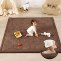 1.3" Thick Baby Play Mat for Floor, 79x79 Large Foam Tummy Time Mat, Padded Support Soft Plush Nursery Rug for Infant Kids Toddler Crawling Kick Activity (Chocolate Brown)