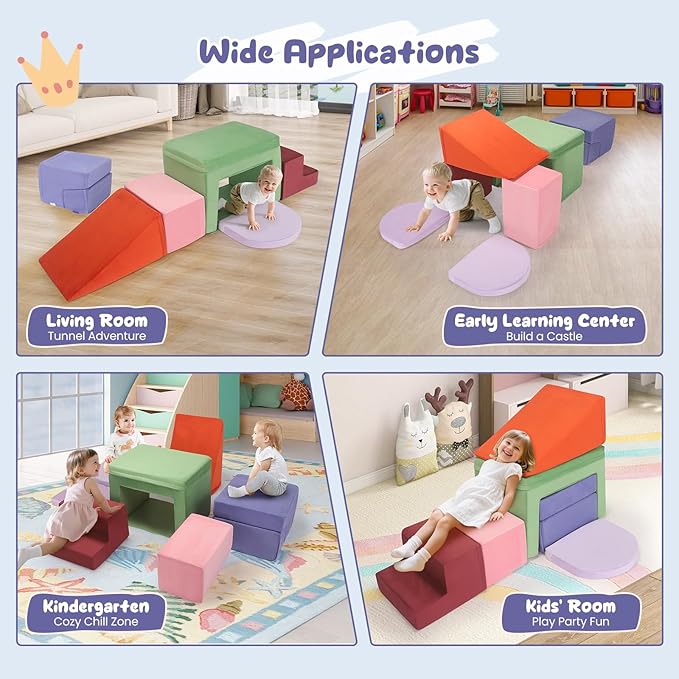 Lischwert Foam Climbing Blocks for Toddlers 1-3, Soft Play Set with Crawling Exploration Toys, Indoor Outdoor Infant Safe Blocks for Baby Gym Toddler Playground
