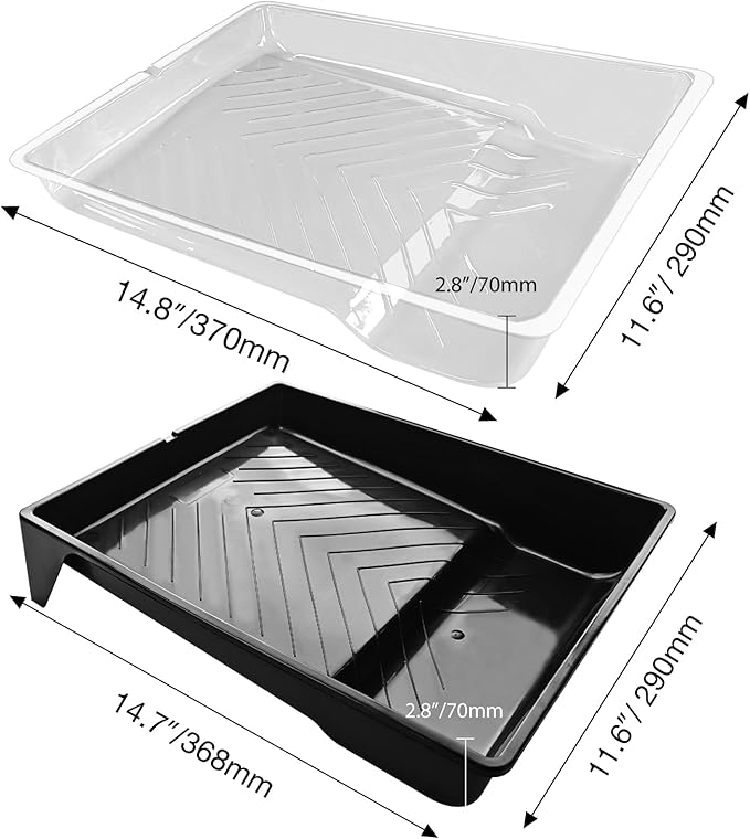 Great Andrew 6 Pack Paint Tray Liners 9 Inch, 3 PC Sturdy Plastic Tray with 3 PCS Disposable Paint Tray Liners, Paint Roller Trays, Paint Pan Liners for DIY Painting Projects, Walls, Furniture