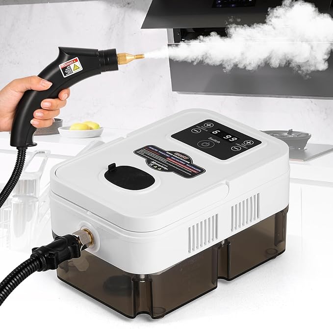 Moongiantgo Handheld Steam Cleaner High Pressure Timed Steamer for Cleaning for Home Kitchen Upholstery, Portable Pressurized Cleaning Machine for Car Detailing, Bathroom Grout Tile, 1200ml