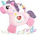 Baby Musical Activity Soft Toys with Sound & Light, Sensory Toys for Infant Developmental with Teether, Rattle and Textures, Soft Plush Toy for Newborn Gift 6 to 12 Months (Pink Unicorn)