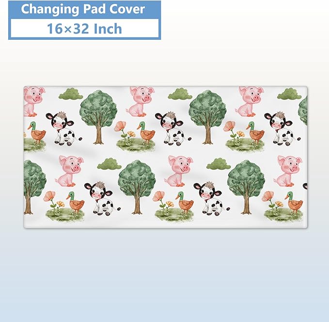 Personalized Baby Bedding Set, 5 Pcs Custom Crib Set With Name, Double Layer Nursery Bedding, Soft Farm Animal Set for Boy Girls, Customized Gift for Toddler Infant