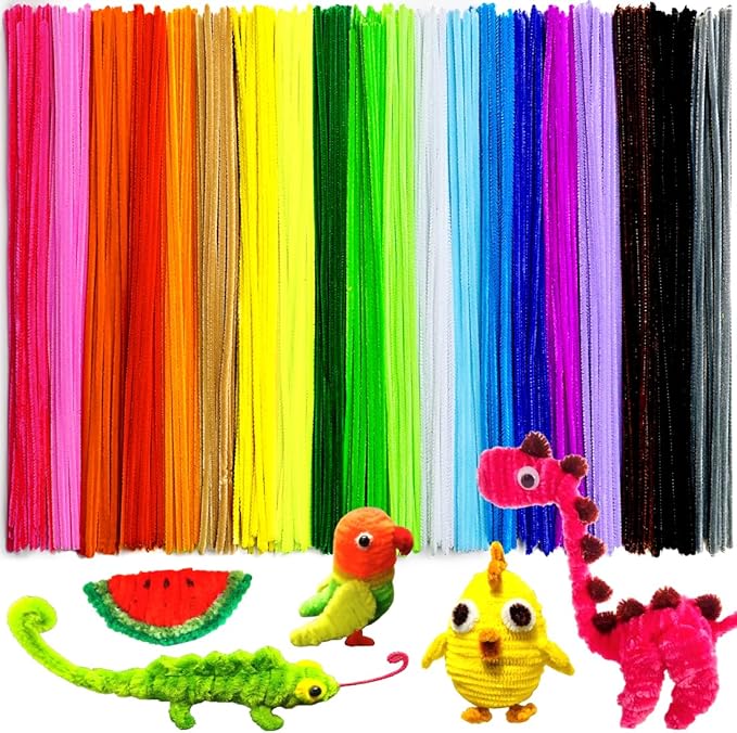 200pcs Pipe Cleaners, Pipe Cleaners for crafts, Craft Supplies Multicolor Chenille Stems for Art&Craft Christmas DIY projects(12inch*6mm,20colors)