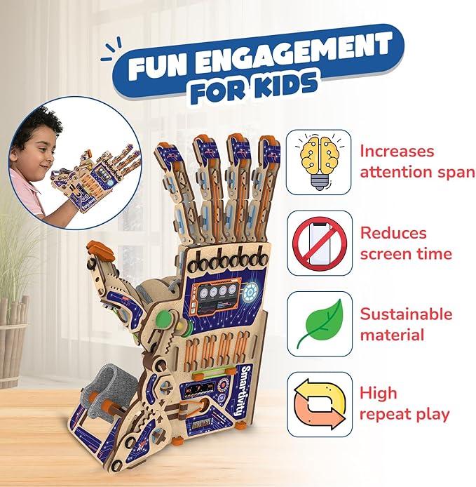 Smartivity DIY Robotic Mechanical Hand STEM Toy for Kids 8-9-10-11-12-13-14 Years Old | 2024 Parents Choice Award Winner I Birthday Gift for Boys & Girls | Engineering Kit for 8-14 Years Old