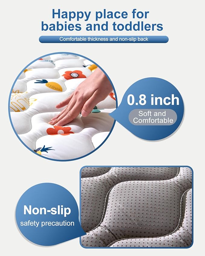 Odorless Premium Foam Baby Play Mat 79" x 59", Soft Microfiber Fabric Crawling Mat for Floor- Comfortable and Hypoallergenic, Non-Slip Cushioned Floor Playpen mat for Infants,Babies,Toddlers