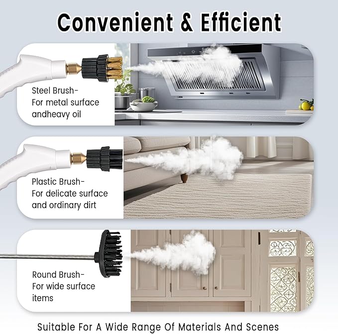 2500W Handheld Steam Cleaner,Portable Car Steamer For Auto Detailing,High-Temperature and Pressure Steam Cleaner For Home, Steam Cleaning Machine for Furniture,Kitchen,Grout,Floor,Tile (6-White)