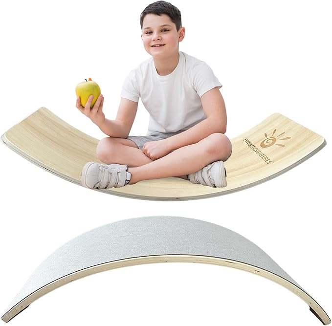 Kids Balance Board- Wobble Stability, Balancing Board For Kids, Kids Wooden Toys - Made of Beech Plywood - 32.28"L x 11.81"W x 0.59"H - Up to 500 Lbs Capacity