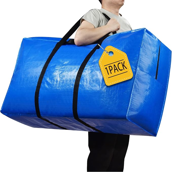 57 Gallon Extra Large Storage Bags, XXL Jumbo Large Moving Bags Heavy Duty, Storage Totes Zippered Moving Boxes Supplies for College, Foldable Duffle Bag for Travel, Christmas Tree Bag, 42x23x13.5inch