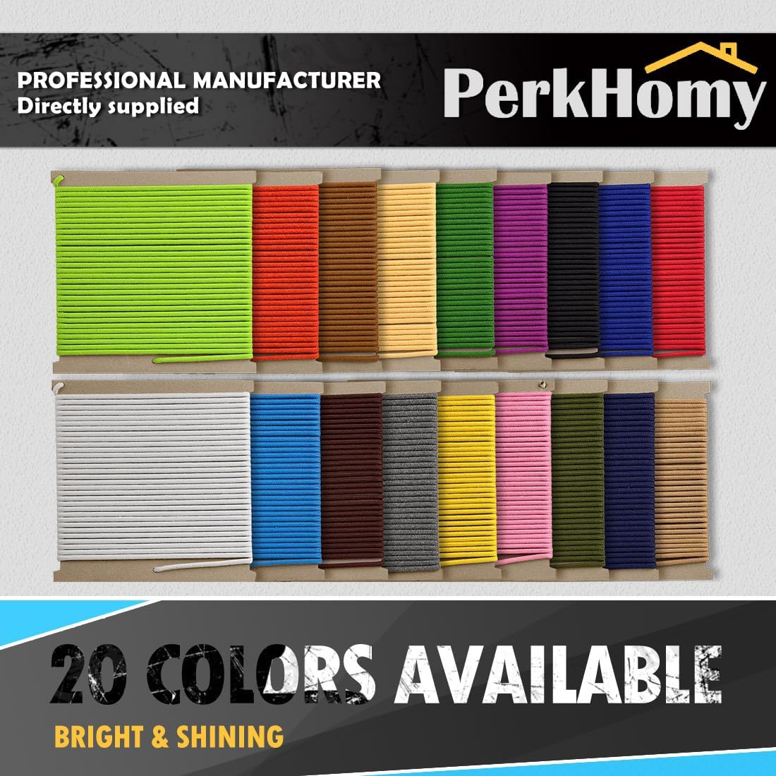 PerkHomy 500lb Cotton Rope 3/16" (5mm) 50 ft Multi Purpose Utility Diamond Braided Cord, Natural Cotton for Clothes Line Camping Crafting Flag Pole, Blue