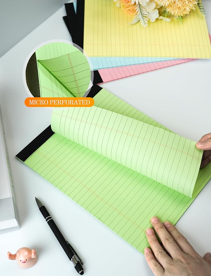 Legal Pads 8.5 x 11 Colored Note Pads, 12 Pack Colored Paper Pads 8.5 x 11 Lined Paper, Pads of Paper 8.5 x 11 Writing Pads, Wide Ruled Notebook Pad 8 1/2 x 11, Legal Notepads 8.5 x 11, 30 Sheets/Pad