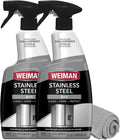 Weiman Stainless Steel Cleaner and Polish - Protects Appliances from Fingerprints, Leaves a Streak-Free Shine for Refrigerator, Dishwasher, Oven, Grill, 2 Pack With Microfiber Cloth