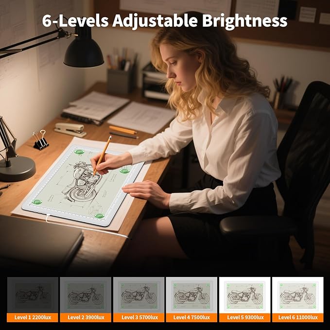 Elice Magnetic A4 Light Board for Diamond Painting, Ultra-Thin Tracing LED Light Box with Side Buttons, Super Bright Diamond Art Light Pad, Light Table for Drawing, Sketching, Weeding Vinyl - White