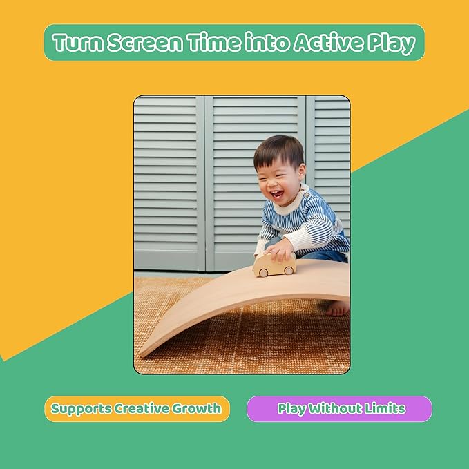 Wooden Wobble Balance Board - 37'' Natural Wobble Board, Montessori Open-Ended Toy, Waldorf Learning & Core Strength Exercise