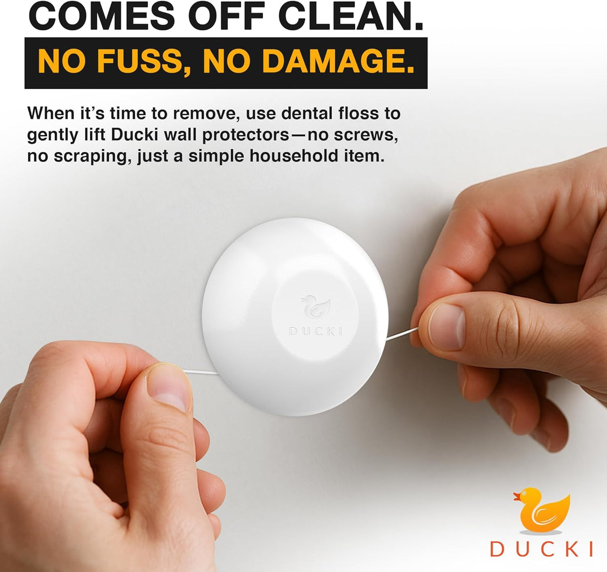 Ducki Door Stop Wall Protector | Self Adhesive Door Knob Wall Protectors from Door Knobs | Rubber Door Stoppers for Wall Damage & Noise | Durable, Shock Absorbent & Discreet | 2 Pack Clear Door Stops