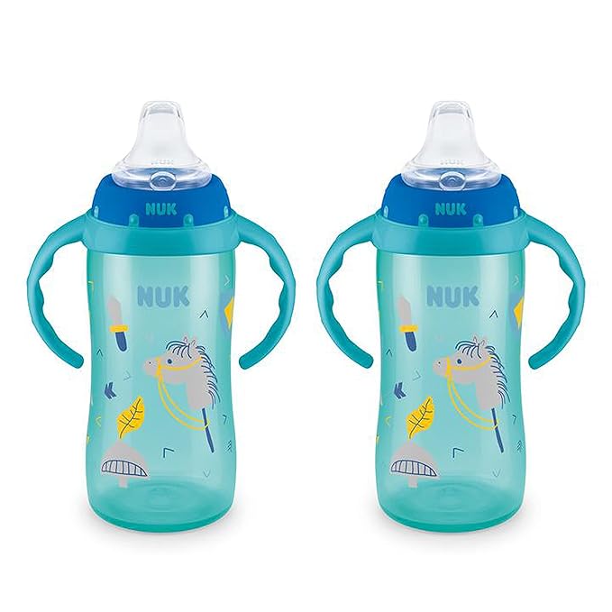 NUK Learner Cup, 10 oz, 2 Pack, 8+ Months﻿ – BPA Free, Spill Proof Sippy Cup