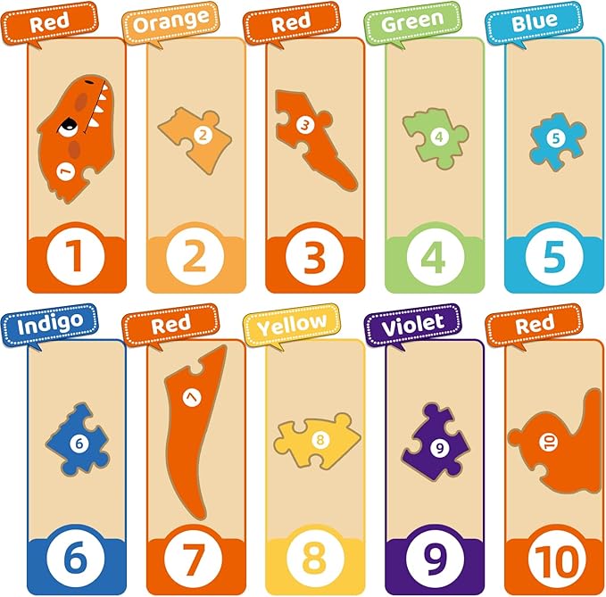 Dinosaur Puzzles for 1+ Year Old, Wooden Puzzles for Toddlers 1-3, Dinosaur Toys for Kids 2-4 Boys/Girls, Large Floor Chunky Dino Puzzles Ages 3-5, Learning Number Color 4-6, Allosaurus