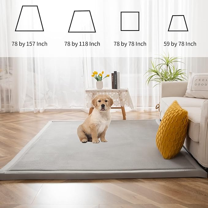 MAXYOYO Grey Coral Velvet Area Rug, Thick Japanese Tatami Mat Living Room Carpet with Non-Slip Backing, Large Solid Color Mat for Bedroom Dormitory Yoga, 59 by 78 inch