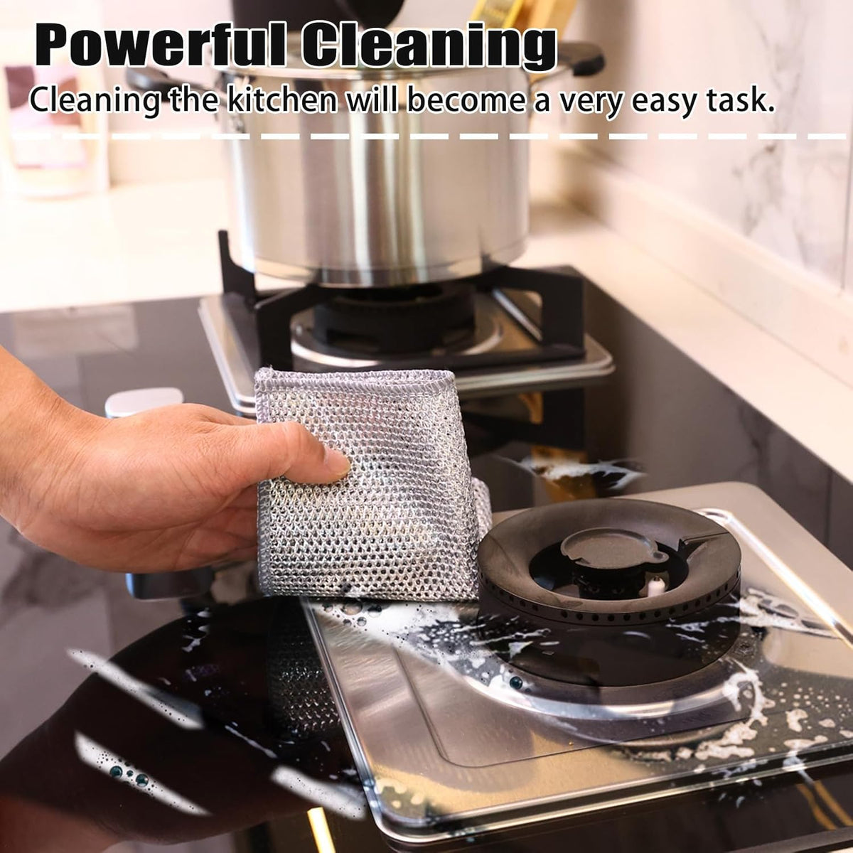 Navona 18 Pcs New Upgrade Steel Wire Dishcloth,Double-Layer Steel Wire Cleaning Cloth,Powerful Cleaning Non-Scratch Wire Dishcloth Rag for Cookware, Sinks, Dishes, Stove Tops, Small